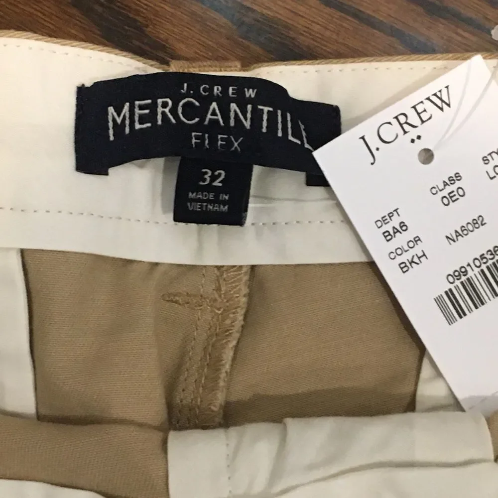 J. CREW Mercantile Flex Flat Front Khaki Shorts 32 - Picture 4 of 13